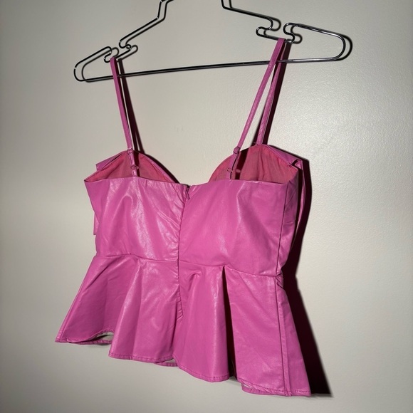 Judith March Faux Leather Pink Bow Peplum Tank - Picture 6 of 7